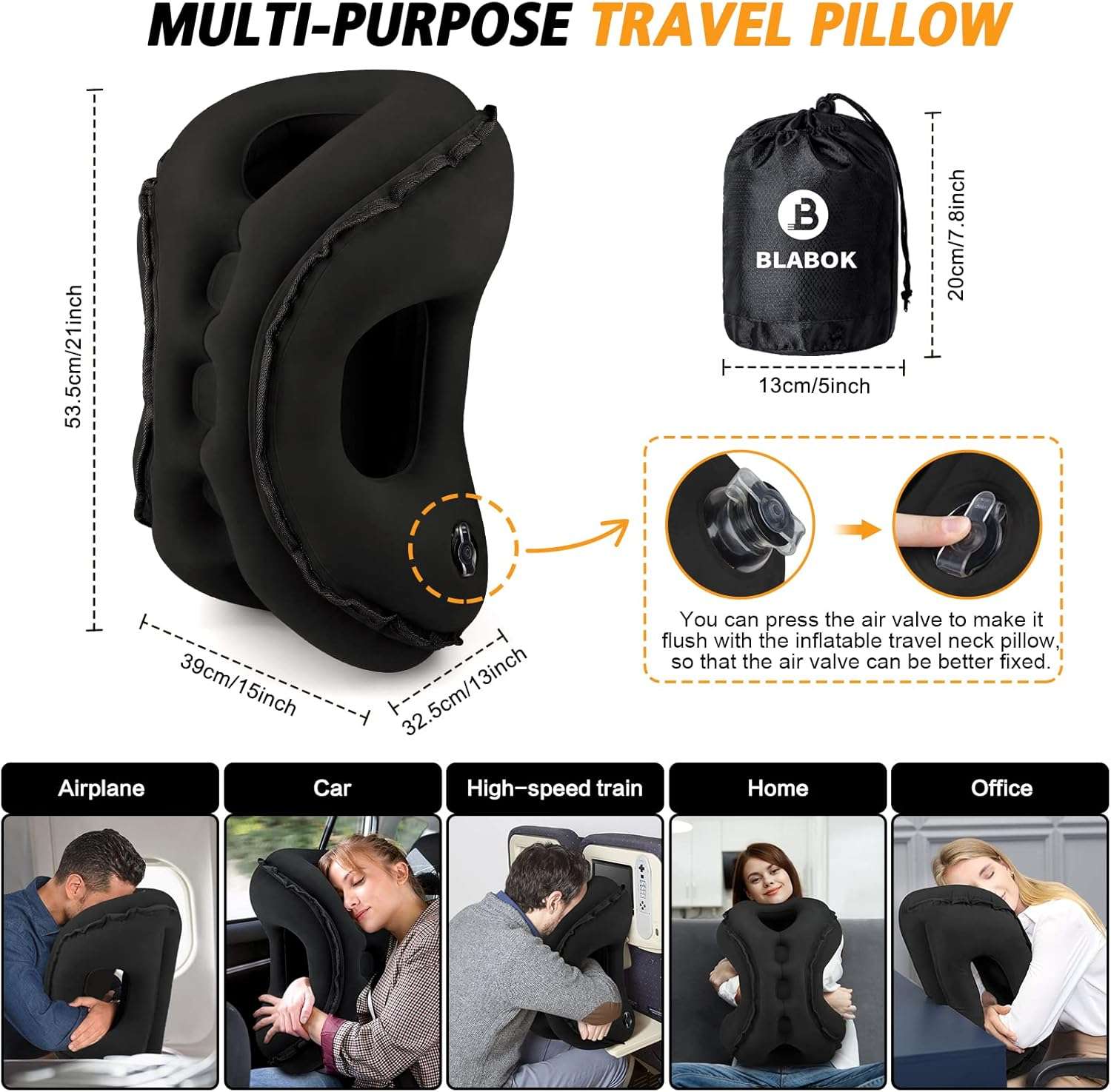 Inflatable Travel Pillow,Multifunction Travel Neck Pillow for Airplane to Avoid Neck and Shoulder Pain,Support Head,Neck,Used for Sleeping Rest, Airplane and Home Use - 6