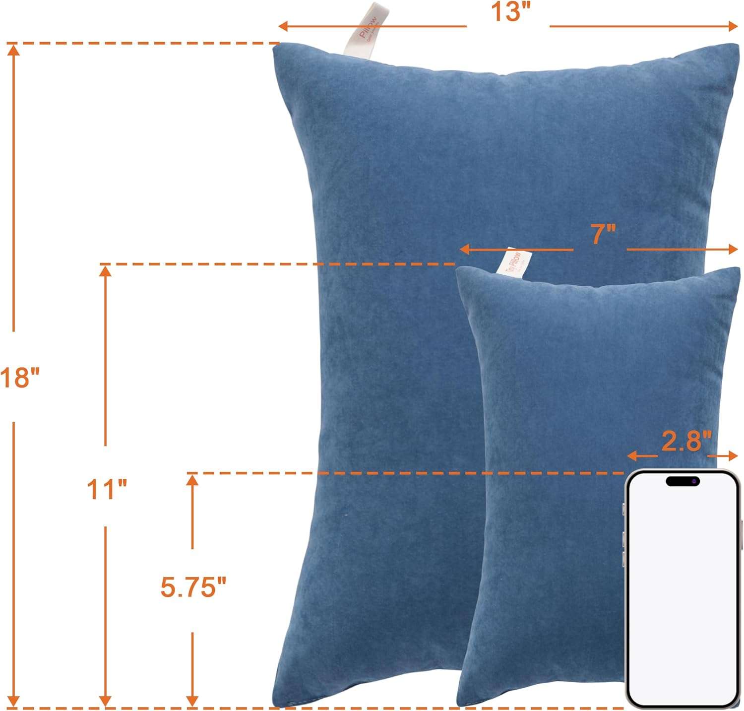 NTBAY Tiny Pillows, Down Alternative 7x11 Microfiber Mini Pillows for Travel, Neck, Wrist, Lumbar and Knee, Soft, Machine Washable, Denim Blue - 5