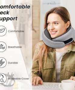SZXYX Travel Pillows for Airplanes, 100% Pure Memory Foam Neck Pillow for Airplanes, Comfortable Breathable Cover, 360° Support Stowable Pillows for Sleeping, Car, Airport Travel Essentials - 3