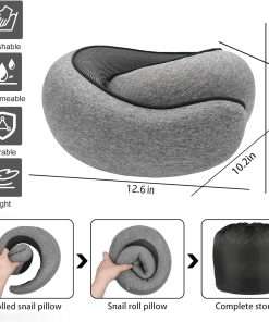 SZXYX Travel Pillows for Airplanes, 100% Pure Memory Foam Neck Pillow for Airplanes, Comfortable Breathable Cover, 360° Support Stowable Pillows for Sleeping, Car, Airport Travel Essentials - 4