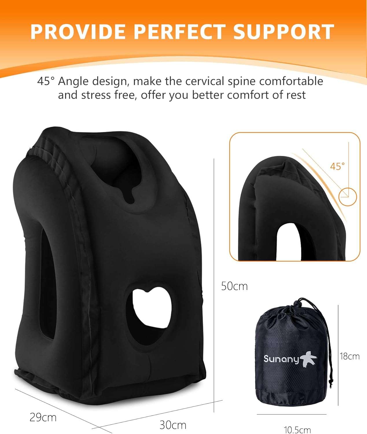 Sunany Travel Pillow, Inflatable Neck Pillow Used for Airplanes-Cars-Buses-Trains-Office Napping with Eye Mask-Earplugs - 5