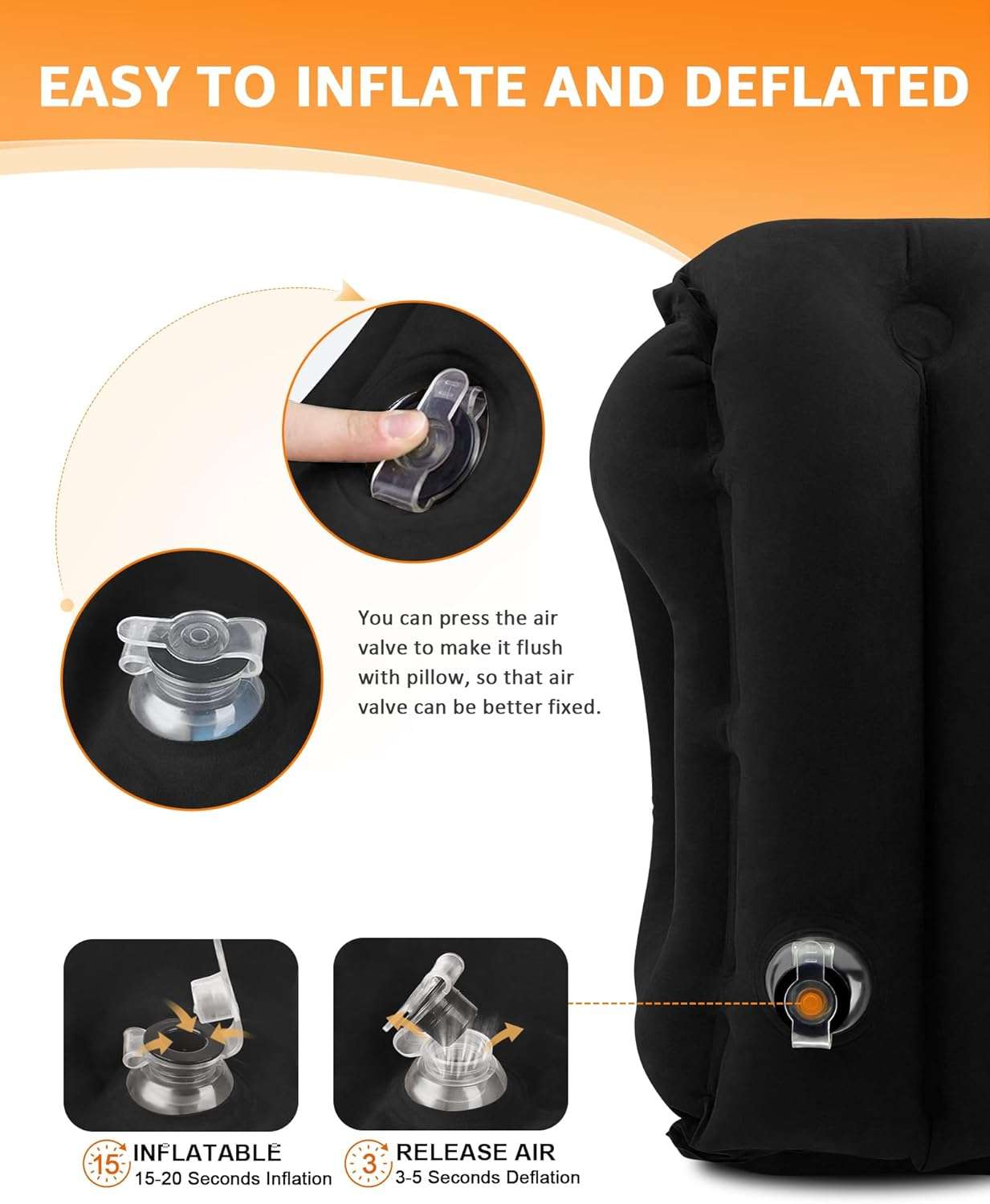 Sunany Travel Pillow, Inflatable Neck Pillow Used for Airplanes-Cars-Buses-Trains-Office Napping with Eye Mask-Earplugs - 6