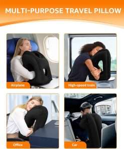 Sunany Travel Pillow, Inflatable Neck Pillow Used for Airplanes-Cars-Buses-Trains-Office Napping with Eye Mask-Earplugs - 7