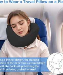 Travel Neck Pillow, Advanced Neck Support for International Flights, 3D Eye Masks, Ear Plugs and Storage Bag, Memory Foam U-Shaped Pillow for Travel, Sleep Rest, Trains, Road Trips - 3