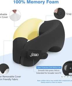 Travel Neck Pillow, Advanced Neck Support for International Flights, 3D Eye Masks, Ear Plugs and Storage Bag, Memory Foam U-Shaped Pillow for Travel, Sleep Rest, Trains, Road Trips - 5