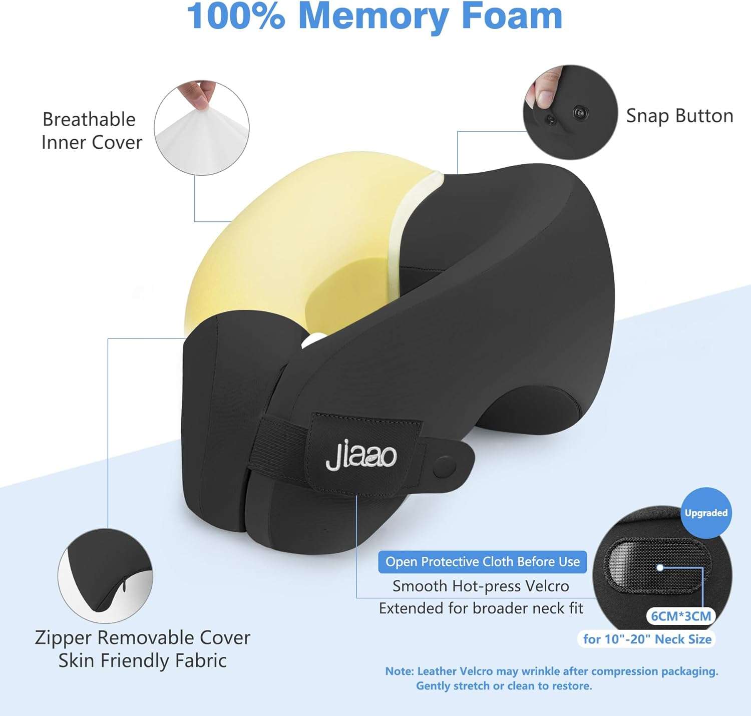 Travel Neck Pillow, Advanced Neck Support for International Flights, 3D Eye Masks, Ear Plugs and Storage Bag, Memory Foam U-Shaped Pillow for Travel, Sleep Rest, Trains, Road Trips - 5