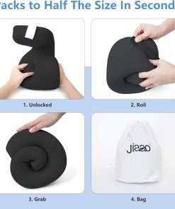 Travel Neck Pillow, Advanced Neck Support for International Flights, 3D Eye Masks, Ear Plugs and Storage Bag, Memory Foam U-Shaped Pillow for Travel, Sleep Rest, Trains, Road Trips - 7