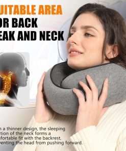 Travel Neck Pillows for Airplanes Or Trains, 360° Head Support Sleep for Long Flight, Skin-Friendly and Breathable, Kit with 3D Contoured Eye Mask, Earplugs and Storage Bag - 3