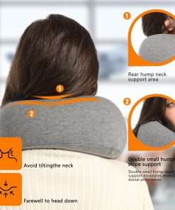 Travel Neck Pillows for Airplanes Or Trains, 360° Head Support Sleep for Long Flight, Skin-Friendly and Breathable, Kit with 3D Contoured Eye Mask, Earplugs and Storage Bag - 4