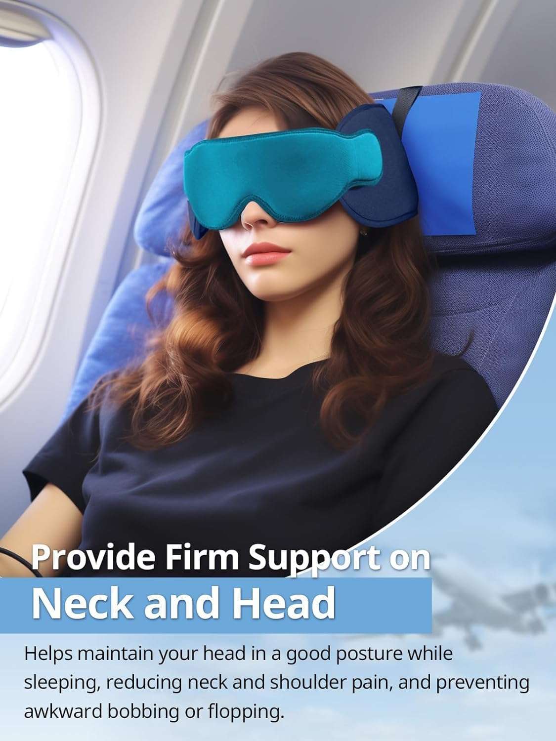 Travel Pillows for Airplanes, FSA HSA Eligible Approved Travel Accessories for Long Flight, Car Travel Pillow for Kids, Eye Mask for Sleeping Airplane, Light Black - 2