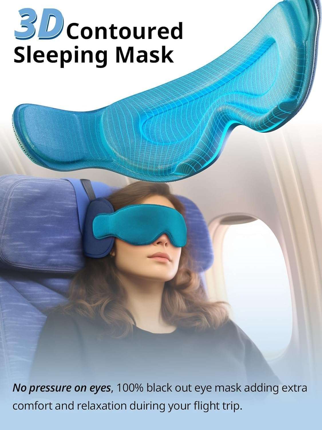 Travel Pillows for Airplanes, FSA HSA Eligible Approved Travel Accessories for Long Flight, Car Travel Pillow for Kids, Eye Mask for Sleeping Airplane, Light Black - 4
