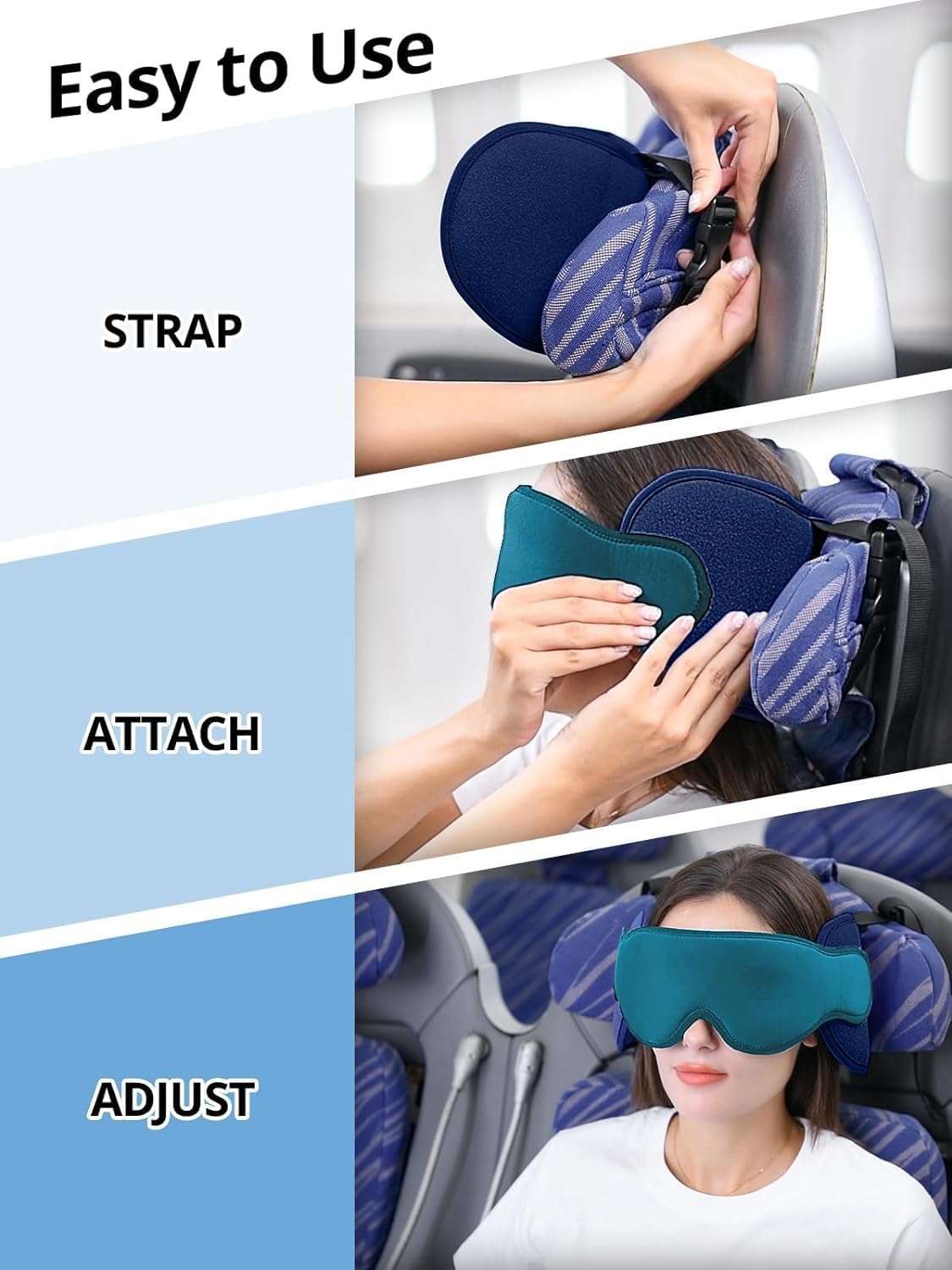 Travel Pillows for Airplanes, FSA HSA Eligible Approved Travel Accessories for Long Flight, Car Travel Pillow for Kids, Eye Mask for Sleeping Airplane, Light Black - 5