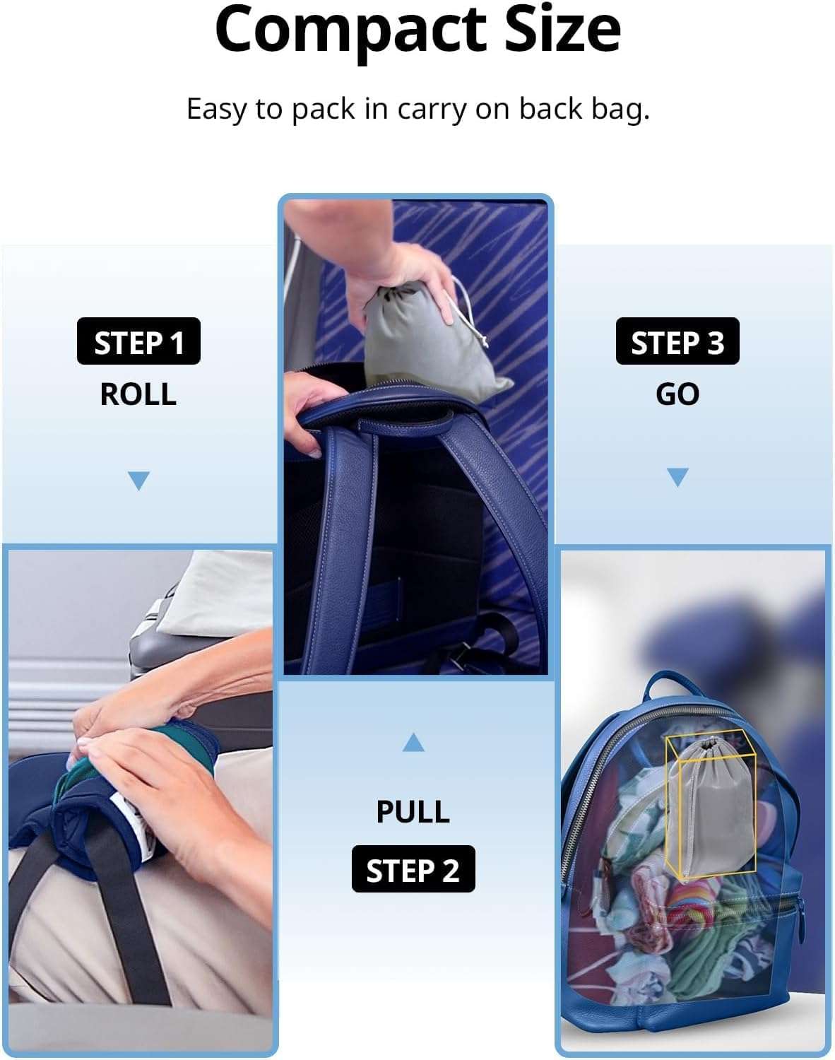 Travel Pillows for Airplanes, FSA HSA Eligible Approved Travel Accessories for Long Flight, Car Travel Pillow for Kids, Eye Mask for Sleeping Airplane, Light Black - 6