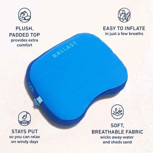 Ballast Beach Pillow – Comfy, Durable & Compact, Stays Put on Windy Beaches with Patented Sand Pouch, Inflatable Pillow for Beaches, Pools, Camping, Festivals and Travel - 4