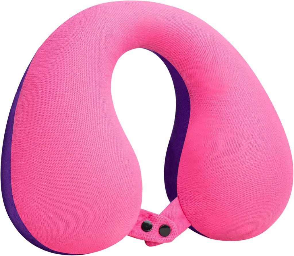COOLBEBE Kids Travel Neck Pillow, Softly Double Support Neck Pillow for Car & Airplane, Traveling Gifts for Toddler & Children (1, Pinkish Purple)