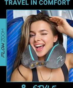 Memory Foam Travel Pillow for Airplanes & Car Rides – Adjustable Airplane Pillow with 360° Chin and Neck Support for Comfy Naps, Extra-Soft Washable Neck Pillow Cover, Squeezy Mesh Bag - 8