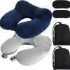 Sintuff 2 Pack Inflatable Travel Pillow for Airplanes Inflatable Neck Flight Pillows with Compact Bag and Blindfold for Traveling, Airplane, Train, Car, Office - 1
