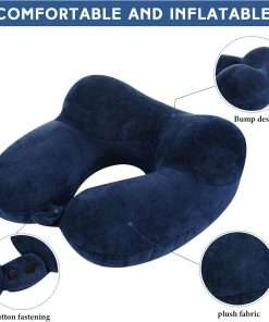 Sintuff 2 Pack Inflatable Travel Pillow for Airplanes Inflatable Neck Flight Pillows with Compact Bag and Blindfold for Traveling, Airplane, Train, Car, Office - 3