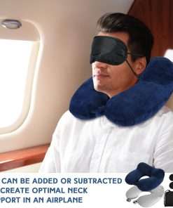 Sintuff 2 Pack Inflatable Travel Pillow for Airplanes Inflatable Neck Flight Pillows with Compact Bag and Blindfold for Traveling, Airplane, Train, Car, Office - 6