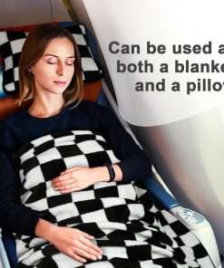 Travel Blanket and Pillow Compact, Premium Soft 2 in 1 Airplane Blanket with Soft Bag Pillowcase，Hand Luggage Sleeve and Backpack Clip - 6