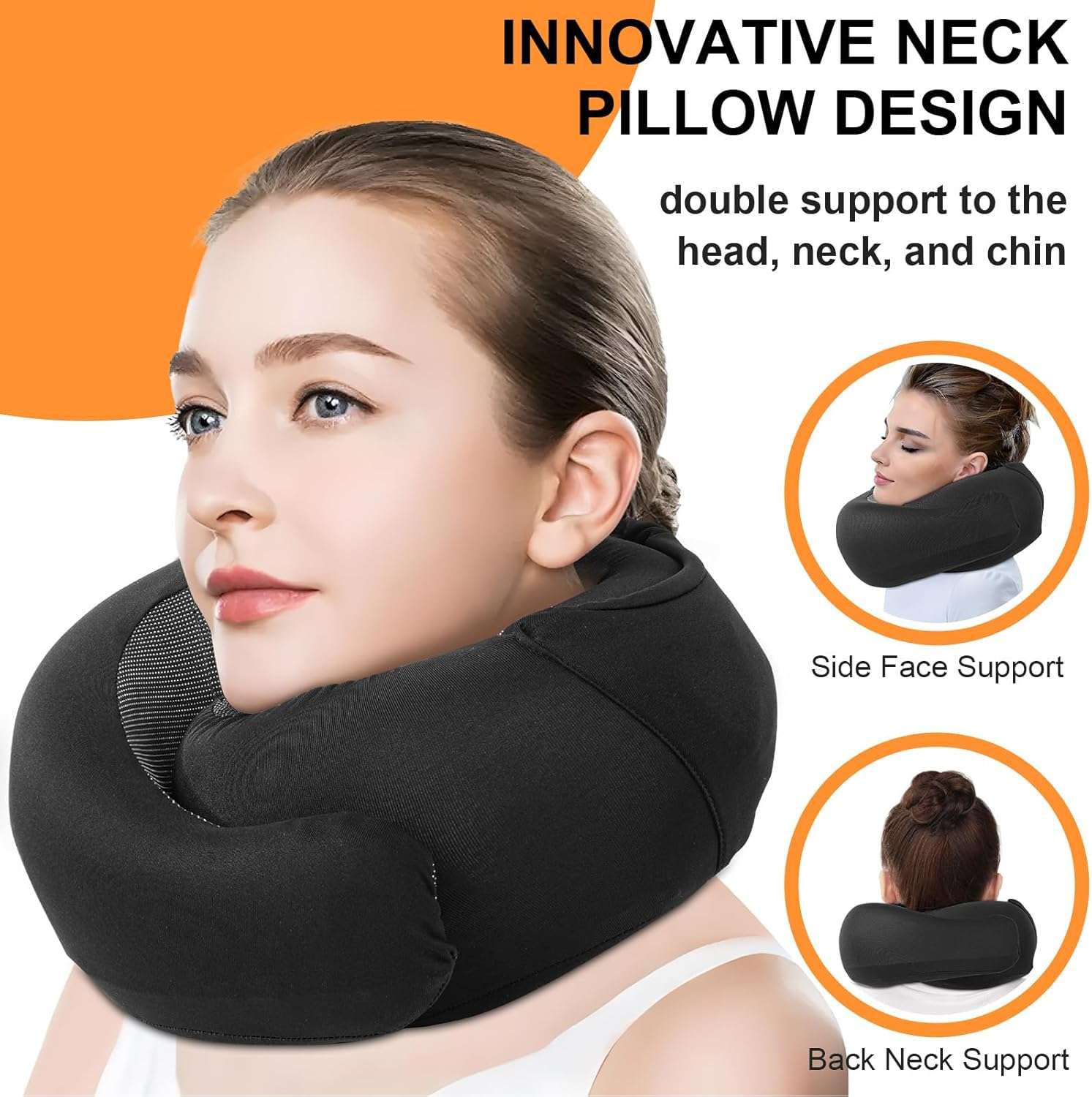 Travel Pillow - Hooded Neck Pillow Airplane, Memory Foam Pillow for Plane, Office, Cars Sleeping, Long Flight Must Haves, Road Trip Essentials Accessories for Adults - 4