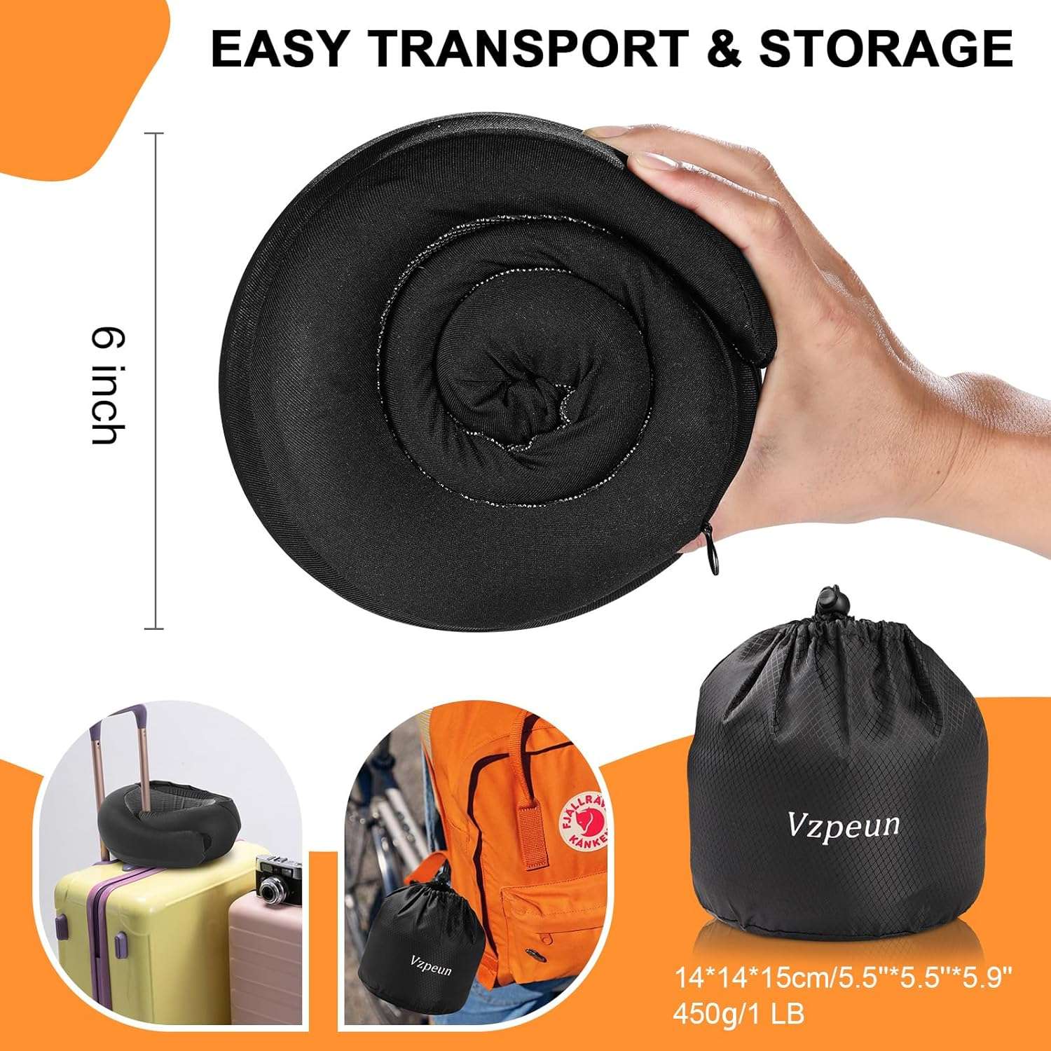 Travel Pillow - Hooded Neck Pillow Airplane, Memory Foam Pillow for Plane, Office, Cars Sleeping, Long Flight Must Haves, Road Trip Essentials Accessories for Adults - 6