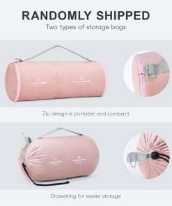 Travel Pillow and Blanket Set Neck Pillows Travel Essentials with Sleep Mask for Airplane Car Memory Foam Pink - 2