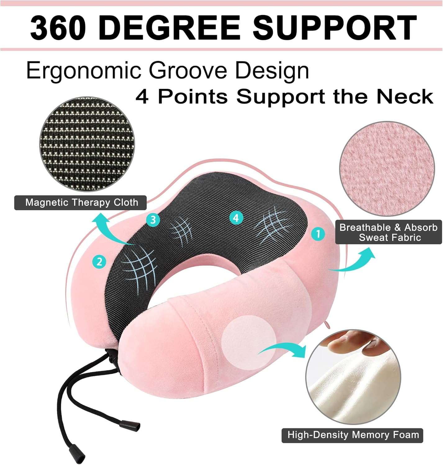 Travel Pillow and Blanket Set Neck Pillows Travel Essentials with Sleep Mask for Airplane Car Memory Foam Pink - 4