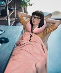 Travel Pillow and Blanket Set Neck Pillows Travel Essentials with Sleep Mask for Airplane Car Memory Foam Pink - 6