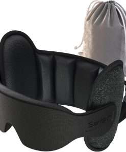 Upgraded Travel Pillow, U-Shaped Airplane Head Strap for All Heights, 360° Support, 3D Sleep Mask, 100% Light Blocking, Long Flights Essentials Headrest, Stop Bobblehead, Black - 1