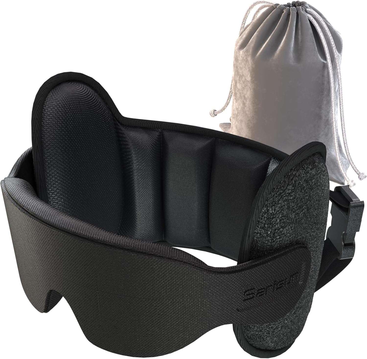 Upgraded Travel Pillow, U-Shaped Airplane Head Strap for All Heights, 360° Support, 3D Sleep Mask, 100% Light Blocking, Long Flights Essentials Headrest, Stop Bobblehead, Black - 1