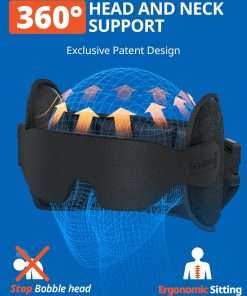 Upgraded Travel Pillow, U-Shaped Airplane Head Strap for All Heights, 360° Support, 3D Sleep Mask, 100% Light Blocking, Long Flights Essentials Headrest, Stop Bobblehead, Black - 3