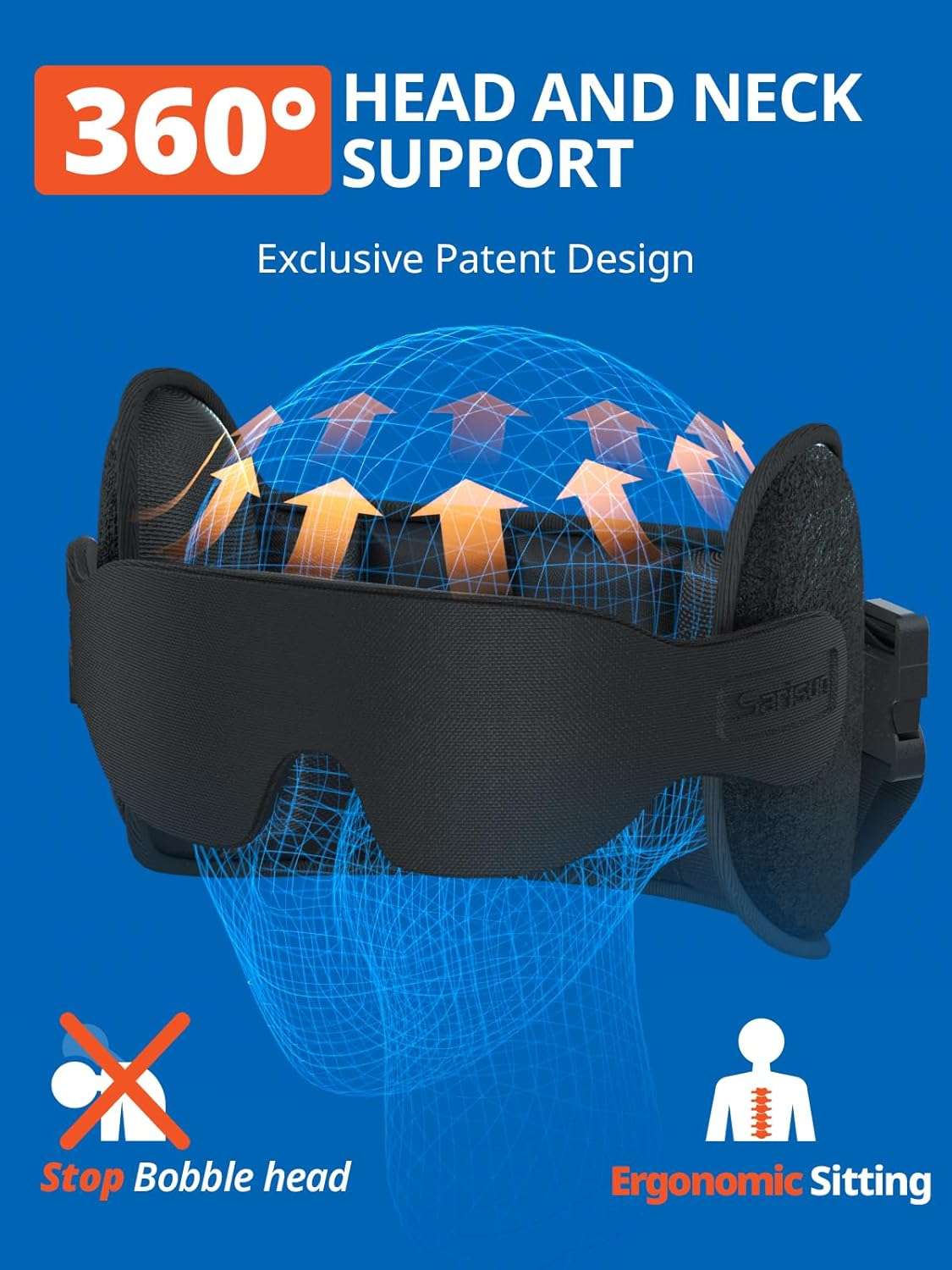 Upgraded Travel Pillow, U-Shaped Airplane Head Strap for All Heights, 360° Support, 3D Sleep Mask, 100% Light Blocking, Long Flights Essentials Headrest, Stop Bobblehead, Black - 3