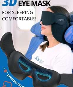 Upgraded Travel Pillow, U-Shaped Airplane Head Strap for All Heights, 360° Support, 3D Sleep Mask, 100% Light Blocking, Long Flights Essentials Headrest, Stop Bobblehead, Black - 4