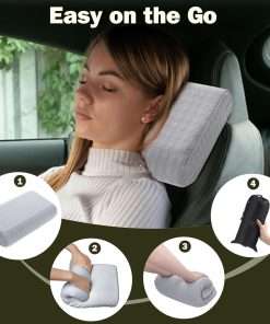 Vekkia Travel Pillow with Memory Foam, Portable and Compressible Camping Pillow with Washable Cover, Ergonomic Supportive for Sleeping, Ideal for Adults & Kids Travel, Hiking, Airplane, Car - 4