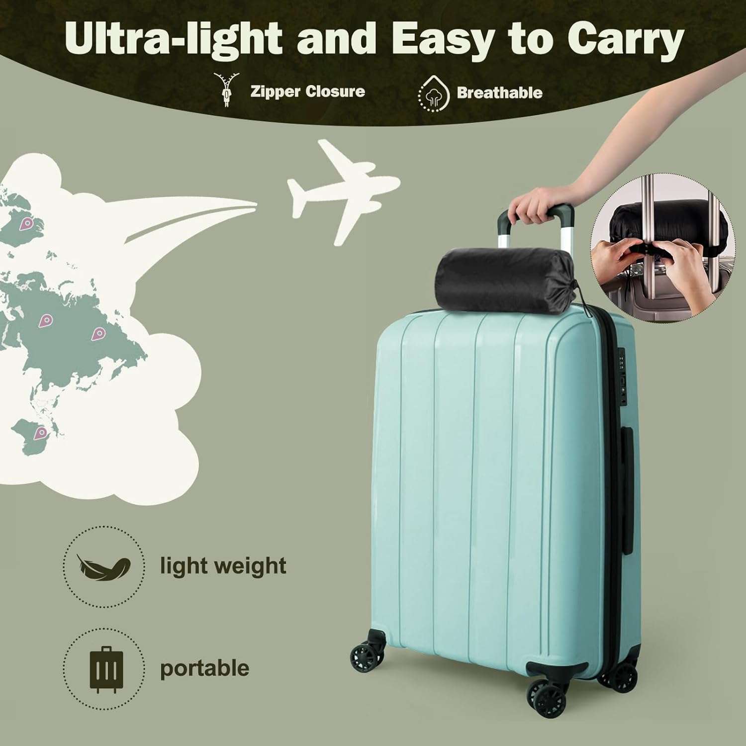 Vekkia Travel Pillow with Memory Foam, Portable and Compressible Camping Pillow with Washable Cover, Ergonomic Supportive for Sleeping, Ideal for Adults & Kids Travel, Hiking, Airplane, Car - 5