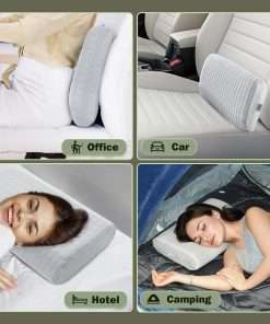 Vekkia Travel Pillow with Memory Foam, Portable and Compressible Camping Pillow with Washable Cover, Ergonomic Supportive for Sleeping, Ideal for Adults & Kids Travel, Hiking, Airplane, Car - 7