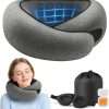 Advanced Memory Foam Neck Travel Pillow, Neck Pillow Airplane with Eye Mask & Ear Plugs, Designed for The Comfort of Travel & Office, Travel Pillow for Plane, Car, Home, Work, Dark Grey - 1