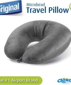 Cloudz Dual Comfort Microbead Airplane Travel Neck Pillow. Super Soft Cozy Plush Fabric on One Side, Cool Relaxing Spandex on The Other! - 4