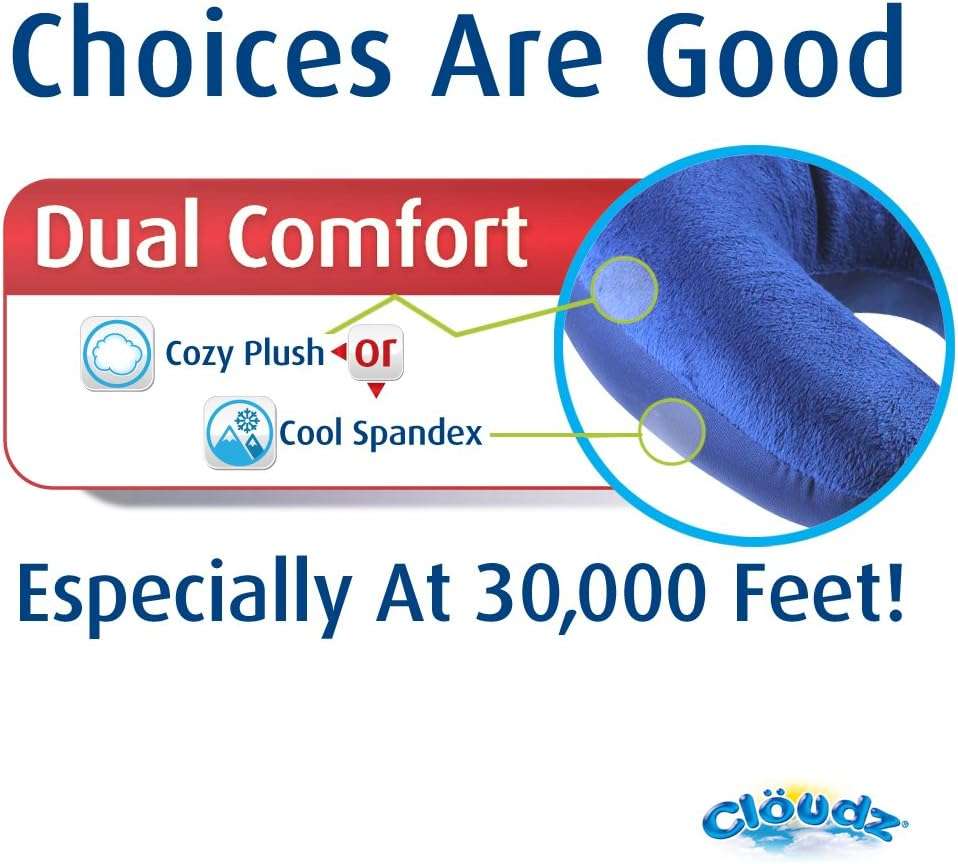 Cloudz Dual Comfort Microbead Airplane Travel Neck Pillow. Super Soft Cozy Plush Fabric on One Side, Cool Relaxing Spandex on The Other! - 6