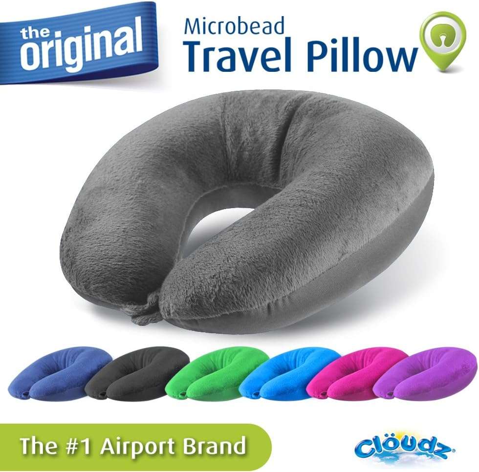 Cloudz Dual Comfort Microbead Airplane Travel Neck Pillow. Super Soft Cozy Plush Fabric on One Side, Cool Relaxing Spandex on The Other! - 7
