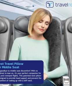 TRAVELREST All-in-One Neck & Body Pillow, Advanced Support Design, Travel Essential, Memory Foam Inserts, Inflatable, Airplane & Car Seat, Sleeping on Long Flight & Trips, Grey - 4