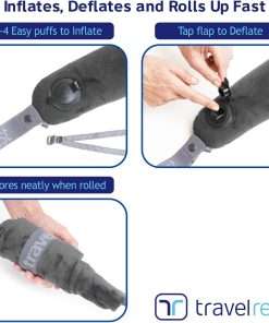 TRAVELREST All-in-One Neck & Body Pillow, Advanced Support Design, Travel Essential, Memory Foam Inserts, Inflatable, Airplane & Car Seat, Sleeping on Long Flight & Trips, Grey - 8