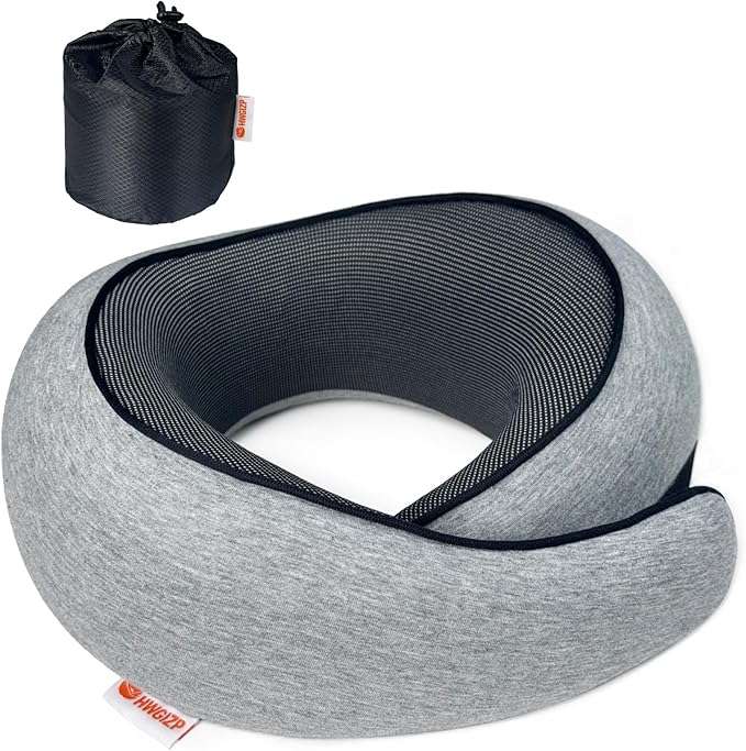 Travel Pillow - High-Density Memory Foam Pillow with 360° Surround Support. Ergonomically Designed. Ideal for Airplane Travel and Home Use. - 1