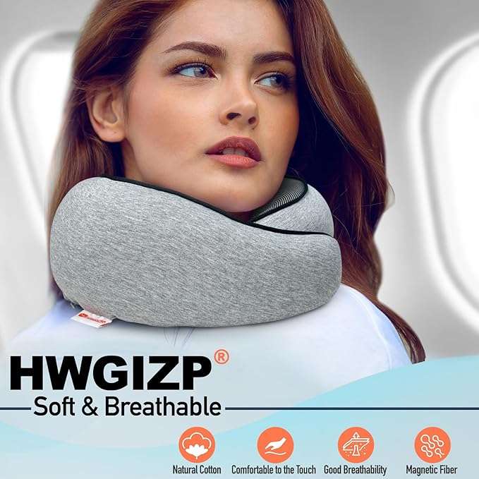 Travel Pillow - High-Density Memory Foam Pillow with 360° Surround Support. Ergonomically Designed. Ideal for Airplane Travel and Home Use. - 2