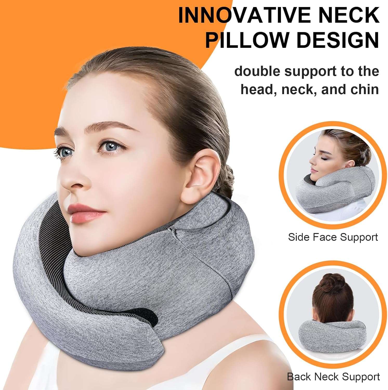 Travel Pillow - Hooded Neck Pillow Airplane Memory Foam Filling for Plane, Office, Cars Sleeping, Road Trip, Long Flights, Portable Plane Accessories, Includes Eye Mask & Earplugs - 4