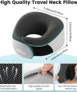 Upgraded Neck Pillow for Airplane Travel - 360° Support Gifts for Women-Men-Mom-Dad, Memory Foam Travel Pillow With Eye Mask & Earplugs, Portable Carry Bag - 7