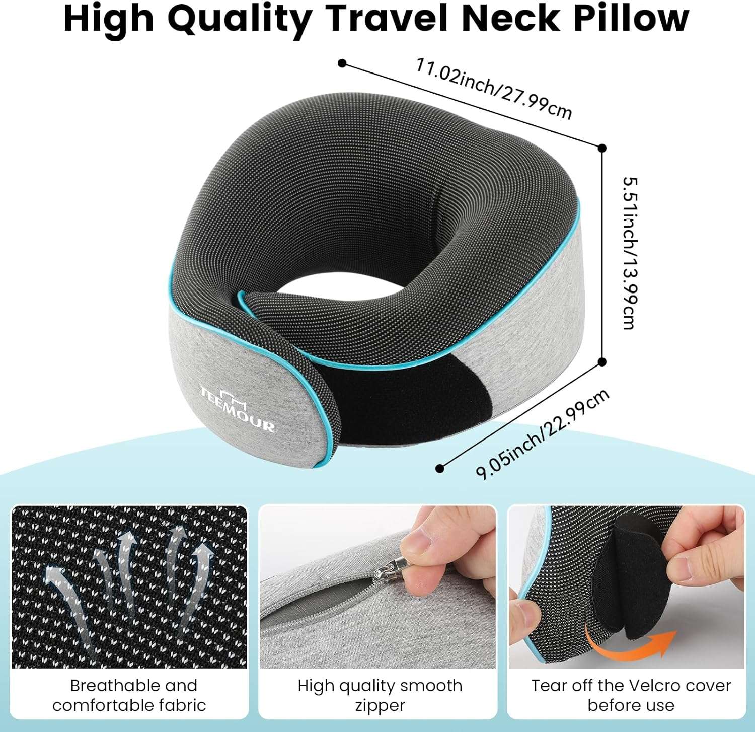 Upgraded Neck Pillow for Airplane Travel - 360° Support Gifts for Women-Men-Mom-Dad, Memory Foam Travel Pillow With Eye Mask & Earplugs, Portable Carry Bag - 7