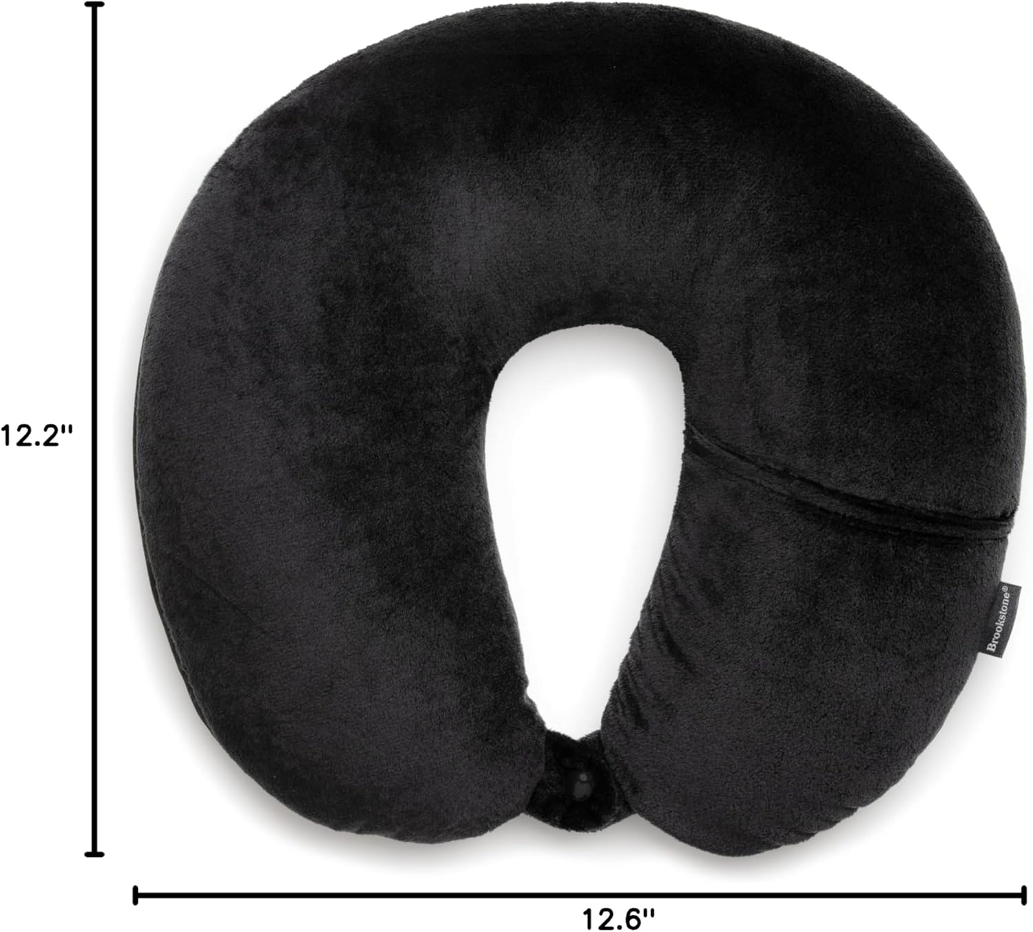 Brookstone Microbead Travel Head and Neck Pillow Lightweight and Plush with Phone or Headphone Pocket, Black - 8