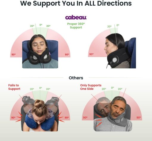 Cabeau Travel Essential Neck Pillow - Fits Most Neck Sizes (11-21 inches) - Evolution X Three Ways to Adjust for Ultimate Comfort on Long Flights (Diamond) - 6